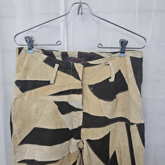 Hypoactive Tan Brown Patchwork Suede Flare Pants Hippie Boho 8 FLAWED - Picture 2 of 14